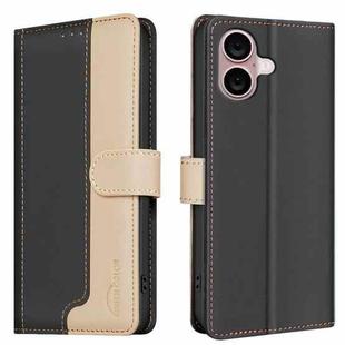 For iPhone 16 Plus Color Matching RFID Anti-theft Leather Phone Case(Black)