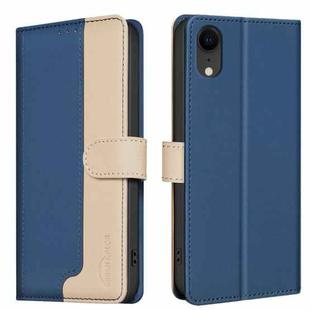 For iPhone XR Color Matching RFID Anti-theft Leather Phone Case(Blue)