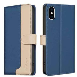 For iPhone XS Max Color Matching RFID Anti-theft Leather Phone Case(Blue)