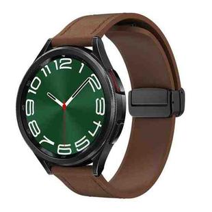 20mm Magnetic Black Buckle Silicone Leather Watch Band(Dark Brown)