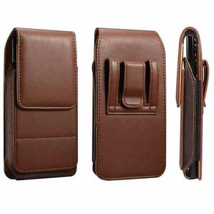 For 6.1 inch Vertical Style Lamb Texture Wear-resistant Card Slot Waist Bag Leather Phone Case(Brown)