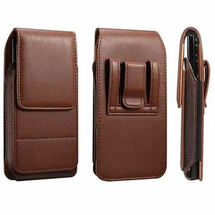 For 6.2-6.5 inch Vertical Style Lamb Texture Wear-resistant Card Slot Waist Bag Leather Phone Case(Brown)