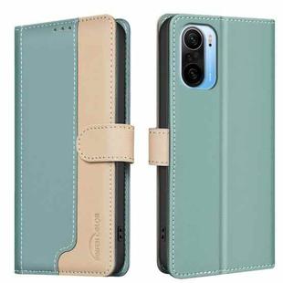 For Xiaomi Poco F3 / Mi 11i Color Matching RFID Anti-theft Leather Phone Case(Green)