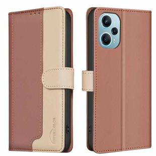 For Xiaomi Poco F5 5G Color Matching RFID Anti-theft Leather Phone Case(Brown)