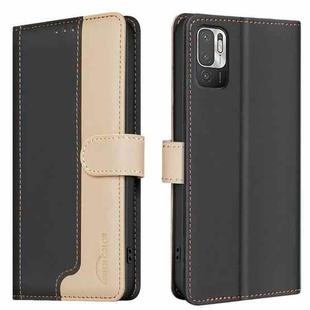 For Xiaomi Poco M3 Pro / Redmi Note 10 5G Color Matching RFID Anti-theft Leather Phone Case(Black)