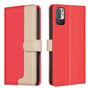For Xiaomi Poco M3 Pro / Redmi Note 10 5G Color Matching RFID Anti-theft Leather Phone Case(Red)