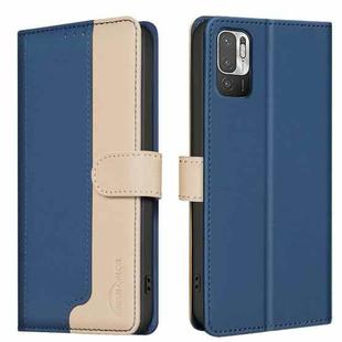 For Xiaomi Poco M3 Pro / Redmi Note 10 5G Color Matching RFID Anti-theft Leather Phone Case(Blue)