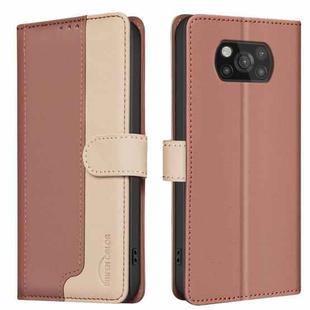 For Xiaomi Poco X3 / X3 NFC Color Matching RFID Anti-theft Leather Phone Case(Brown)