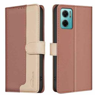 For Xiaomi Redmi 10 5G / Note 11E Color Matching RFID Anti-theft Leather Phone Case(Brown)