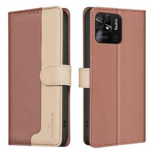 For Xiaomi Redmi 10C Color Matching RFID Anti-theft Leather Phone Case(Brown)