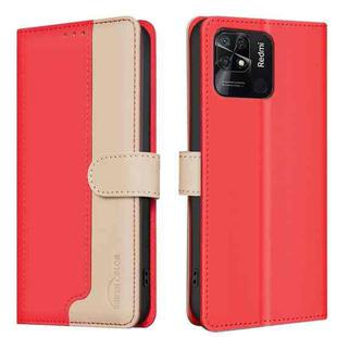 For Xiaomi Redmi 10C Color Matching RFID Anti-theft Leather Phone Case(Red)