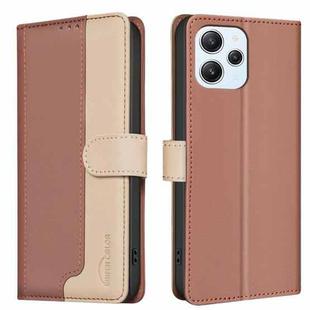For Xiaomi Redmi 12 4G Color Matching RFID Anti-theft Leather Phone Case(Brown)