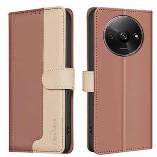 For Xiaomi Redmi A3 Color Matching RFID Anti-theft Leather Phone Case(Brown)