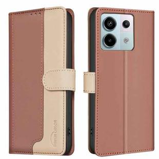 For Xiaomi Redmi Note 13 Pro 4G Global Color Matching RFID Anti-theft Leather Phone Case(Brown)