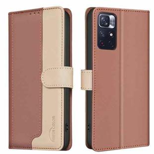 For Xiaomi Redmi Note 13 Pro+ Color Matching RFID Anti-theft Leather Phone Case(Brown)