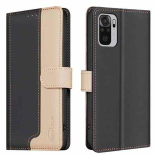 For Xiaomi Redmi Note 10 4G / 10S Color Matching RFID Anti-theft Leather Phone Case(Black)