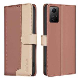 For Xiaomi Redmi Note 11 / 11S Color Matching RFID Anti-theft Leather Phone Case(Brown)