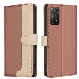 For Xiaomi Redmi Note 11 Pro / 11 Pro 5G Global Color Matching RFID Anti-theft Leather Phone Case(Brown)