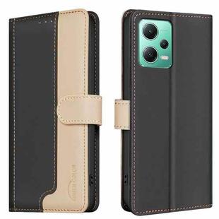 For Xiaomi Redmi Note 12 5G Global / Poco X5 Color Matching RFID Anti-theft Leather Phone Case(Black)