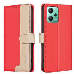 For Xiaomi Redmi Note 12 5G Global / Poco X5 Color Matching RFID Anti-theft Leather Phone Case(Red)