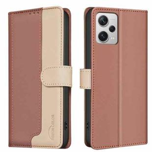 For Xiaomi Redmi Note 12 Pro+ Global Color Matching RFID Anti-theft Leather Phone Case(Brown)