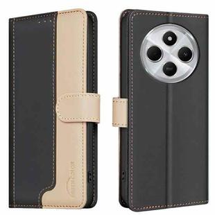 For Redmi 14C 4G Color Matching RFID Anti-theft Leather Phone Case(Black)