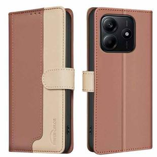 For Redmi Note 14 5G Color Matching RFID Anti-theft Leather Phone Case(Brown)