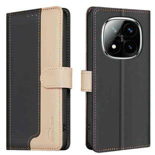 For Redmi Note 14 Pro / Note 14 Pro+ Color Matching RFID Anti-theft Leather Phone Case(Black)