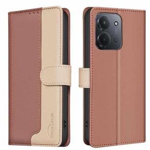 For Redmi 15C 4G 173.1mm / 15C 5G 173.1mm Color Matching RFID Anti-theft Leather Phone Case(Brown)