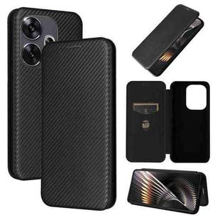 For Xiaomi Redmi Turbo 3 / Poco F6 Carbon Fiber Texture Flip Leather Phone Case(Black)