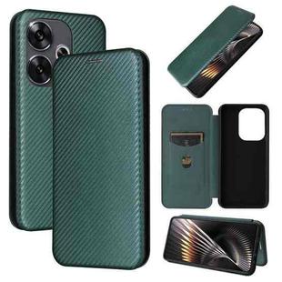 For Xiaomi Redmi Turbo 3 / Poco F6 Carbon Fiber Texture Flip Leather Phone Case(Green)