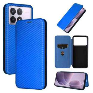 For Redmi K70 Carbon Fiber Texture Flip Leather Phone Case(Blue)