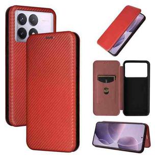 For Redmi K70 Carbon Fiber Texture Flip Leather Phone Case(Brown)