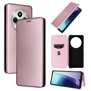 For Redmi 14C Carbon Fiber Texture Flip Leather Phone Case(Pink)