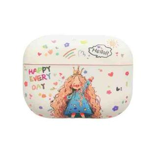 For AirPods Pro 2 Girl Pattern Earbuds Box Frosted TPU Case(Crown)