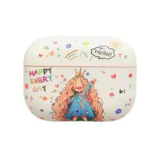 For AirPods 3 Girl Pattern Earbuds Box Frosted TPU Case(Crown)