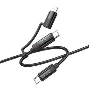 Borofone BU52 Vibrant 1.2m 100W 2 in 1 USB-C / Type-C to USB-C / Type-C+8 Pin Charging Data Cable(Black)