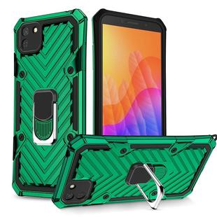 For Huawei Y5p Cool Armor PC + TPU Shockproof Case with 360 Degree Rotation Ring Holder(Dark Green)
