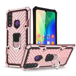 For Huawei Y6p Cool Armor PC + TPU Shockproof Case with 360 Degree Rotation Ring Holder(Rose Gold)