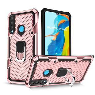 For Huawei P30 lite Cool Armor PC + TPU Shockproof Case with 360 Degree Rotation Ring Holder(Rose Gold)