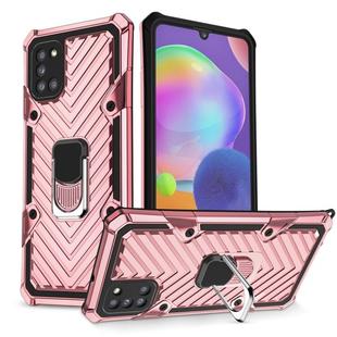 For Samsung Galaxy A31 Cool Armor PC + TPU Shockproof Case with 360 Degree Rotation Ring Holder(Rose Gold)