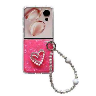 For Honor Magic V Flip Shell Pattern DIY Phone Case with Love Bracelet(Rose Red)