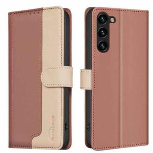 For Samsung Galaxy S23 5G Color Matching RFID Anti-theft Leather Phone Case(Brown)