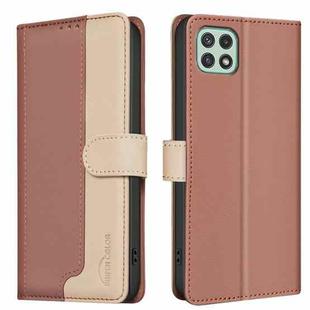 For Samsung Galaxy A25 5G Color Matching RFID Anti-theft Leather Phone Case(Brown)