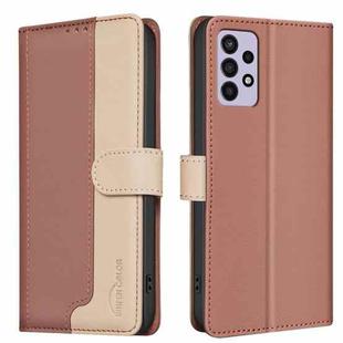 For Samsung Galaxy A32 4G Color Matching RFID Anti-theft Leather Phone Case(Brown)