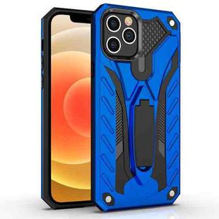 For iPhone 12 mini Shockproof TPU + PC Protective Case with Holder(Blue)