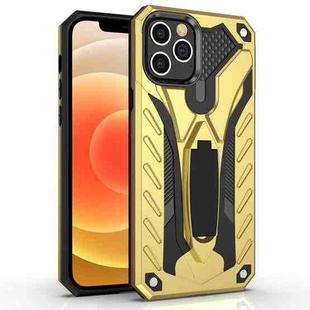For iPhone 12 mini Shockproof TPU + PC Protective Case with Holder(Gold)
