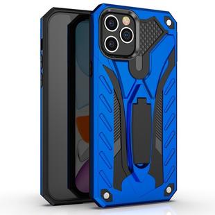 For iPhone 12 / 12 Pro Shockproof TPU + PC Protective Case with Holder(Blue)