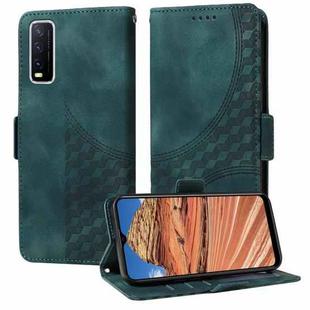 For vivo Y20 / Y20i / Y20s Embossed Rhombus Starry Leather Phone Case(Green)