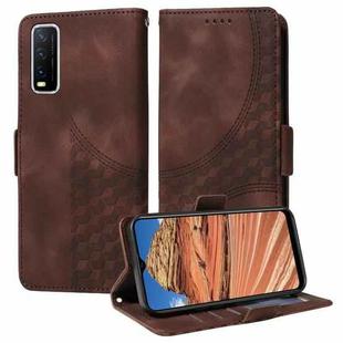 For vivo Y20 / Y20i / Y20s Embossed Rhombus Starry Leather Phone Case(Brown)